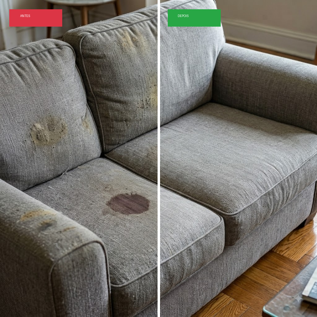 Antes e Depois - Limpeza e Restauração de Sofá